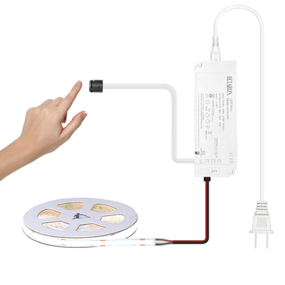 LETARON COB LED Strip Light 24V LED Tape Light,480 pcs/M LED,Super Bright High Lumen 6000K Bianco 3m, Dimmabile con 3M Tape,30W UL Power Supply,Touch SWITH per camera da letto,Casa,Cucina DIY