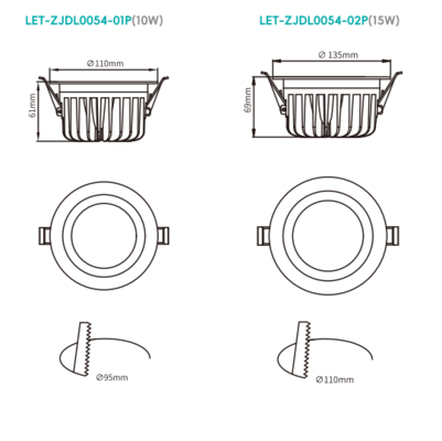 Faretto da incasso impermeabile IP23 Tensione di ingresso: 220V-240V Dimensioni: 110*61mm/135*69mm Foro: 95mm/110mm CRI≥92 Tolleranza colore≤4SDCM CCT: 2700K/3000K/3500K/4000K/5000K
