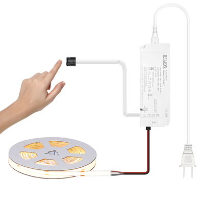 LETARON COB LED Strip Light 24V LED Tape Light,480 pcs/M LED,Super Bright High Lumen 6000K Warm White 5m, Dimmable con 5M Tape,60W UL Power Supply,Touch SWITH per camera da letto,Casa,Cucina DIY