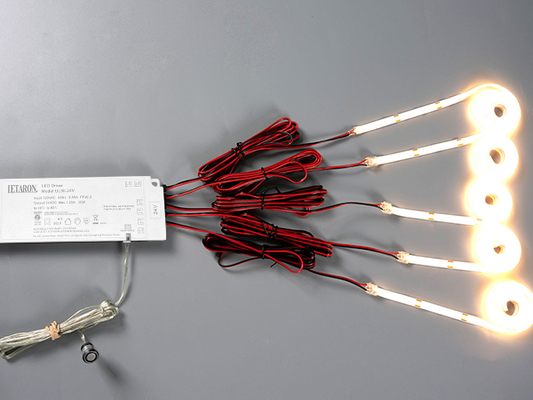 LETARON Striscia LED 24V, Striscia Luminosa a LED, 480 LED/M, Super Luminosa ad Alto Lumen 3000K Bianco Caldo 3m, Dimmerabile con Nastro 3M, Alimentatore 30W UL, INTERRUTTORE TOUCH per Camera da Letto, Casa, Cucina Fai da Te